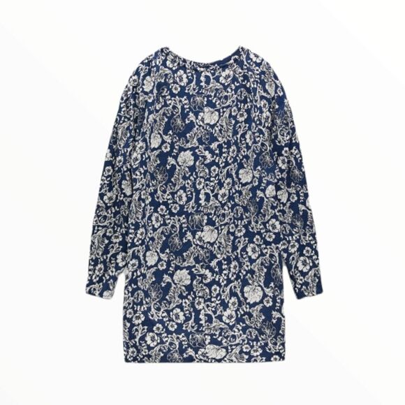 ZARA | Navy | FLORAL JACQUARD DRESS - Picture 3 of 11